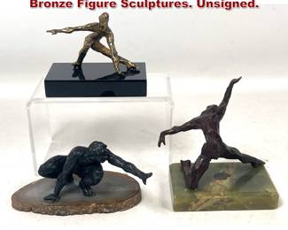 Lot 176 3pcs Modernist Abstract Cast Bronze Figure Sculptures. Unsigned.