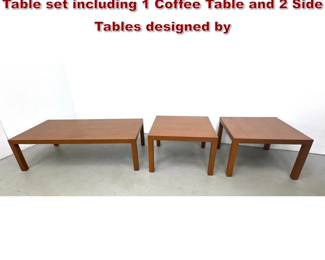 Lot 124 3pc Knoll Studio Krefeld Oak Veneer Table set including 1 Coffee Table and 2 Side Tables designed by