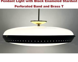 Lot 339 MidCentury Modern UFO Saucer Pendant Light with Black Enameled Stardust Perforated Band and Brass T