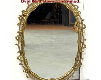 Lot 164 Art Nouveau Style Gilded Cast Metal Oval Wall Mirror. Unsigned.