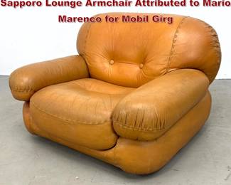 Lot 401 Italian Postmodern Cognac Leather Sapporo Lounge Armchair Attributed to Mario Marenco for Mobil Girg