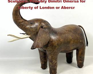 Lot 168 Vintage Leather Elephant Figurine Sculpture. Possibly Dimitri Omersa for Liberty of London or Abercr