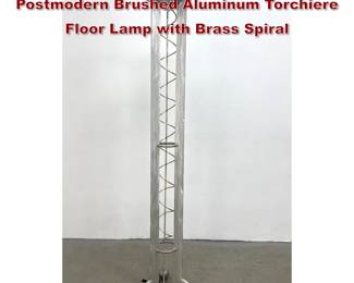 Lot 327 Robert Sonneman for George Kovacs Postmodern Brushed Aluminum Torchiere Floor Lamp with Brass Spiral