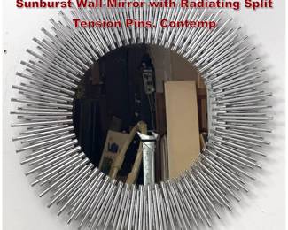Lot 455 Large Brutalist Style Silvered Metal Sunburst Wall Mirror with Radiating Split Tension Pins. Contemp