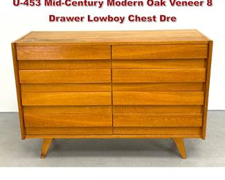 Lot 205 Jiri Jiroutek for Interior Praha Model U453 MidCentury Modern Oak Veneer 8 Drawer Lowboy Chest Dre