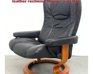 Lot 494 Ekornes Stressless Mayfair black leather reclining lounge armchair.