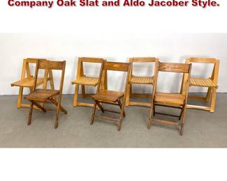 Lot 597 Folding Chair Lot. Snyder Chair Company Oak Slat and Aldo Jacober Style. 