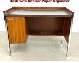 Lot 284 Small Walnut and Chrome Secretary Desk with Interior Paper Organizer
