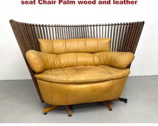 Lot 144 Pacific Green Tavarua Settee love seat Chair Palm wood and leather 