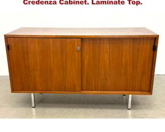 Lot 52 Florence Knoll 2 Door Sliding Door Credenza Cabinet. Laminate Top. 