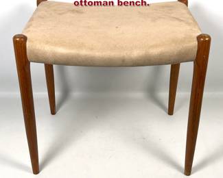 Lot 343 JL Moller Teak and Suede stool ottoman bench. 