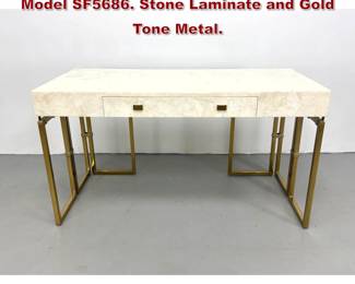 Lot 32 Century Furniture Link Writing Desk. Model SF5686. Stone Laminate and Gold Tone Metal.