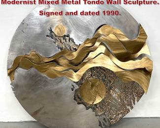 Lot 436 John Richen Desert Serenade Large Modernist Mixed Metal Tondo Wall Sculpture. Signed and dated 1990.