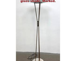 Lot 50 Rare Stilnovo floor lamp with textured glass shade. Marked.