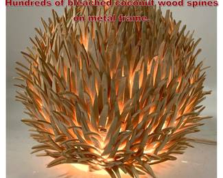 Lot 34 Danish Sea Urchin Table Lamp. Hundreds of bleached coconut wood spines on metal frame.