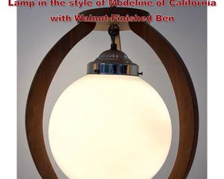 Lot 235 MidCentury Modern Swag Pendant Lamp in the style of Modeline of California with Walnut Finished Ben