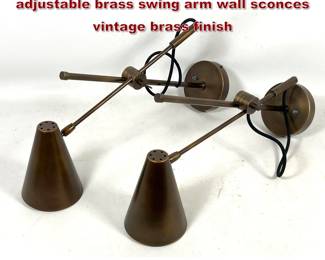 Lot 305 Pr Restoration Hardware Style Aero adjustable brass swing arm wall sconces vintage brass finish