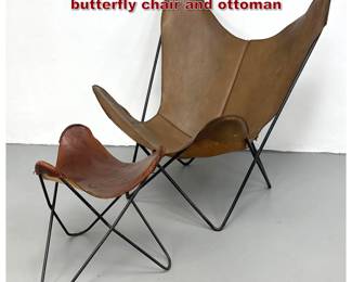 Lot 496 Knoll original Hardoy leather butterfly chair and ottoman