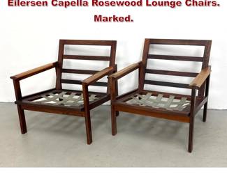 Lot 472 Pair of Illum Wikkelso for Niels Eilersen Capella Rosewood Lounge Chairs. Marked.