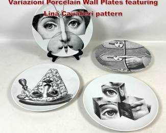 Lot 8 4pc Piero Fornasetti Milano Tema e Variazioni Porcelain Wall Plates featuring Lina Cavalieri pattern