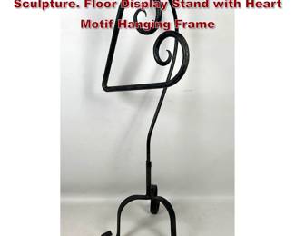 Lot 281 Hand Forged Wrought Iron Heart Sculpture. Floor Display Stand with Heart Motif Hanging Frame