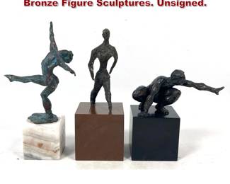 Lot 178 3pcs Modernist Abstract Cast Bronze Figure Sculptures. Unsigned.