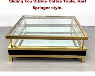 Lot 23 Large Vintage Italian Brass and Glass Sliding Top Vitrine Coffee Table. Karl Springer style. 