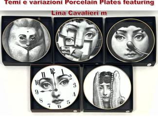 Lot 9 5pc Set Piero Fornasetti for Rosenthal Temi e variazioni Porcelain Plates featuring Lina Cavalieri m