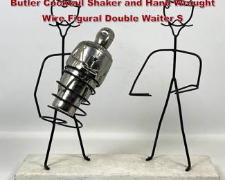 Lot 216 2pc lot featuring Lenox Figural Butler Cocktail Shaker and Hand Wrought Wire Figural Double Waiter S