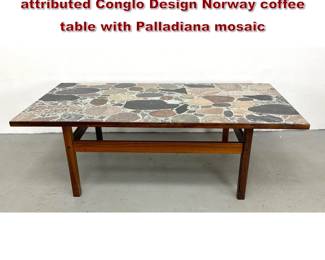 Lot 95 MidCentury Modern Erling Viksjo attributed Conglo Design Norway coffee table with Palladiana mosaic
