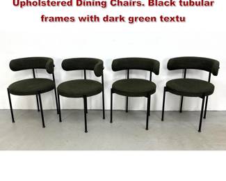 Lot 474 Set 4 JOB S srl Italian Boucle Upholstered Dining Chairs. Black tubular frames with dark green textu