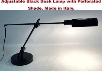 Lot 315 Veneta Lumi Italian Modern Adjustable Black Desk Lamp with Perforated Shade. Made in Italy.
