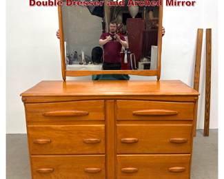 Lot 534 Fortin and Neal Maple 6 Drawer Double Dresser and Arched Mirror 