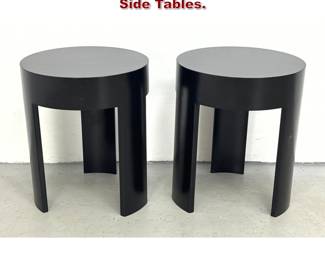 Lot 184 Pair Laminated Black Lacquer Side Tables. 