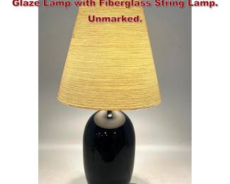 Lot 365 Gunnar and Lotte Bostlund Blue Glaze Lamp with Fiberglass String Lamp. Unmarked. 
