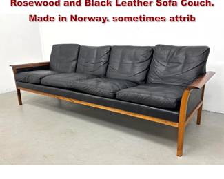 Lot 130 Knut Saeter for Vatne Mobler Rosewood and Black Leather Sofa Couch. Made in Norway. sometimes attrib