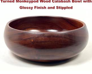 Lot 120 Large Blair Honolulu Hawaii Hand Turned Monkeypod Wood Calabash Bowl with Glossy Finish and Stippled