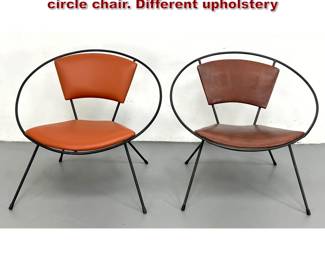 Lot 512 Pair Joseph Cicchelli wrought iron circle chair. Different upholstery