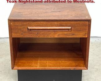 Lot 323 Mid Century Modern Danish style Teak Nightstand attributed to Westnofa. 