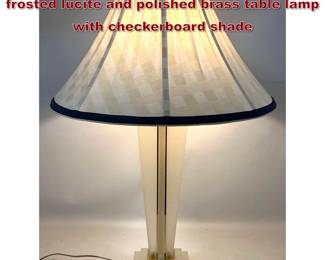 Lot 557 Frederick Cooper Art Deco style frosted lucite and polished brass table lamp with checkerboard shade
