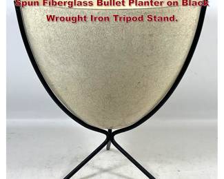 Lot 328 Kimsteel Corp Mid Century Modern Spun Fiberglass Bullet Planter on Black Wrought Iron Tripod Stand. 