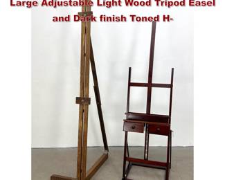 Lot 478 2pc Artist Studio Easels featuring Large Adjustable Light Wood Tripod Easel and Dark finish Toned H