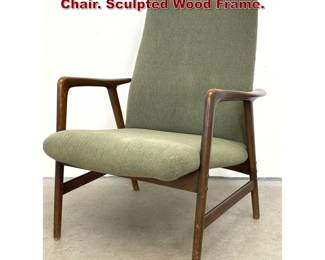 Lot 543 Alf Svensson Tall Back Lounge Chair. Sculpted Wood Frame. 