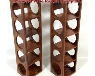 Lot 126 MidCentury Modern 5 Bottle Wall Mounted Wine Racks. Unsigned.