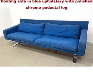 Lot 581 Erik Ole Jorgensen for Dux Design floating sofa in blue upholstery with polished chrome pedestal leg