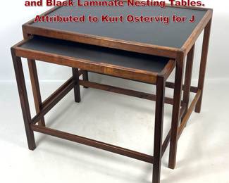 Lot 388 xxx Pair Danish Modern Rosewood and Black Laminate Nesting Tables. Attributed to Kurt Ostervig for J