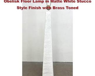 Lot 99 Modernist Textured Composite Obelisk Floor Lamp in Matte White Stucco Style Finish with Brass Toned 