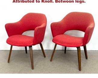 Lot 533 Eero Saarinen Design Arm Chairs. Attributed to Knoll. Betwoon legs. 