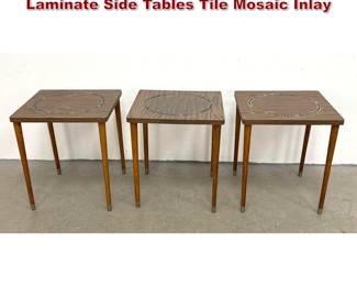 Lot 538 3pc Stacking Mid Century Modern Laminate Side Tables Tile Mosaic Inlay