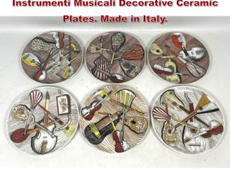 Lot 7 6pc Set Piero Fornasetti Milano Instrumenti Musicali Decorative Ceramic Plates. Made in Italy.